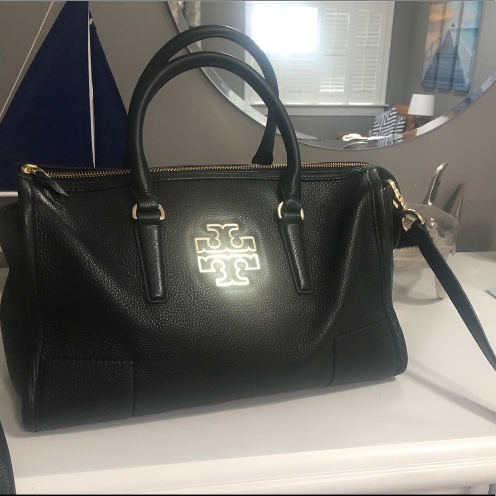 Tory Burch Britten Satchel Black Leather Handbag